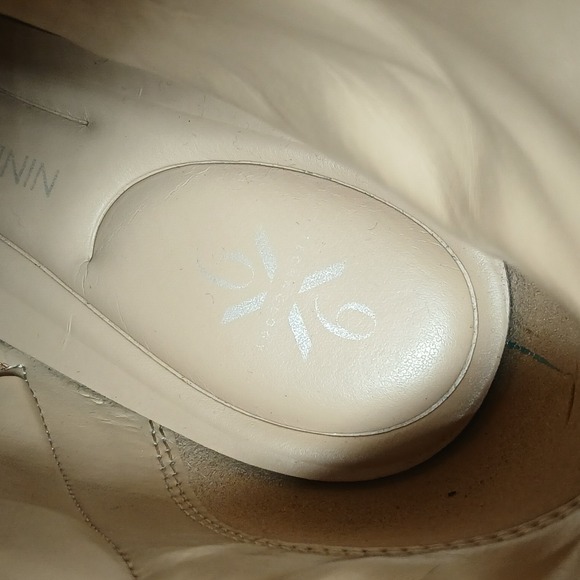 Nine West Boots Women 9.5 Tan Leather Block Heel Ankle Minimal Classic Basic - Picture 11 of 12